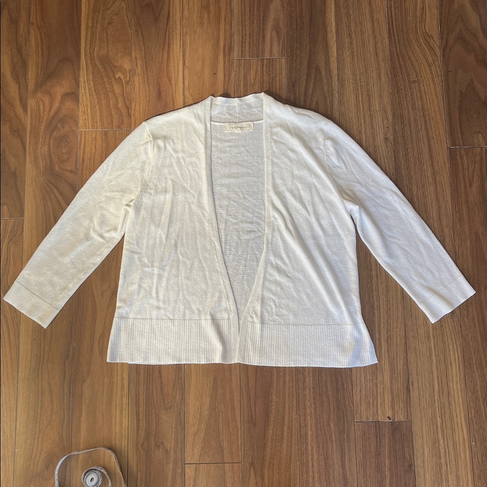 Pointelle White Open Front Cardigan Blazer Size Large